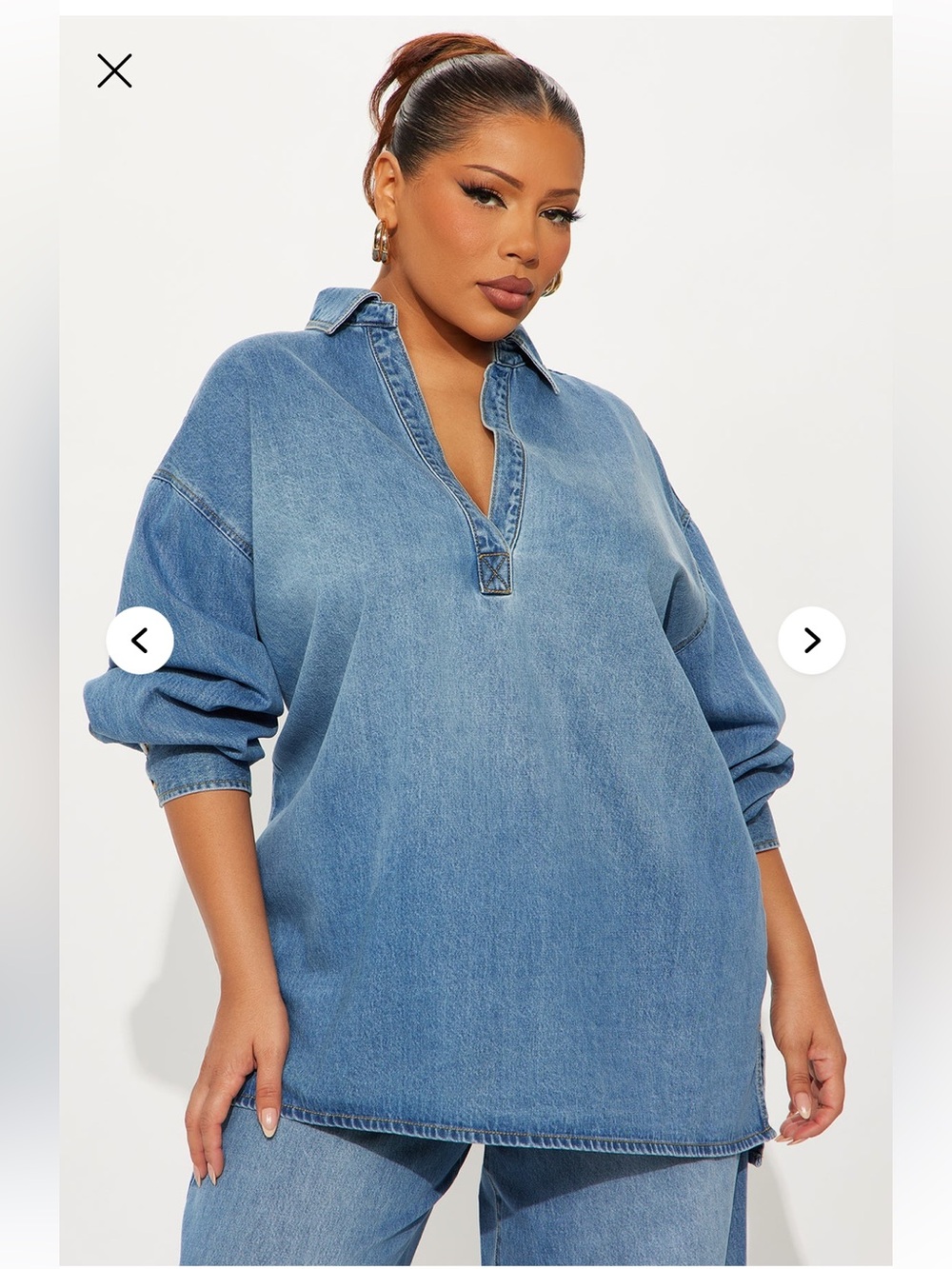 Wide Leg Light Blue Women's Denim Set - Picture 5 of 7